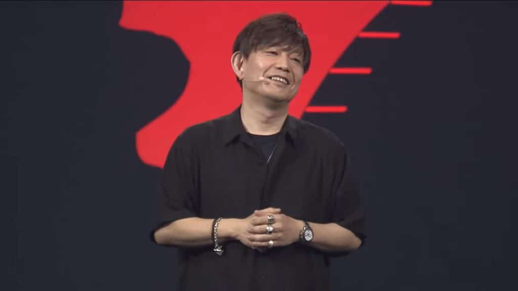 Naoki Yoshida, producer and director of Final Fantasy XIX, speaking at Fan Festival 2023 in Las Vegas